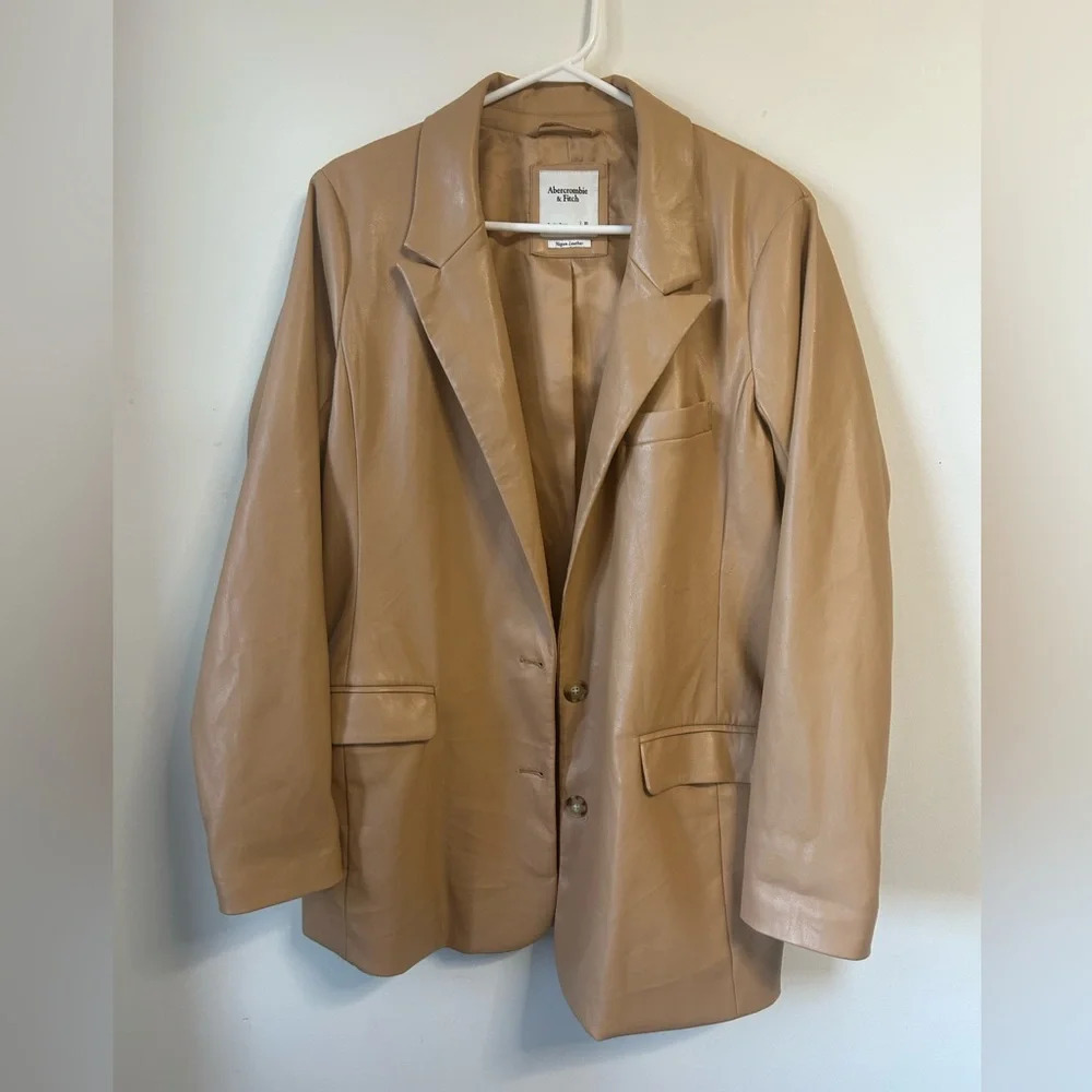 Abercrombie & Fitch Vegan Leather Tan Blazer